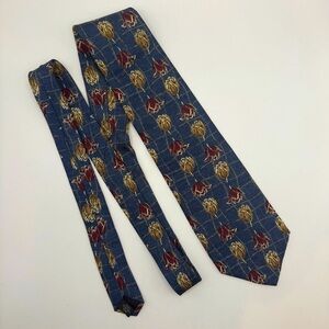 417 By Van Heusen Men's Neck Tie 100% Italian Silk USA Made Blue Tulips